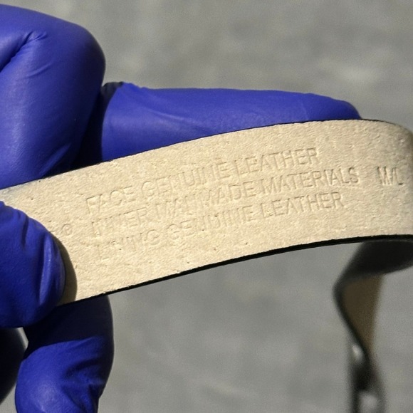 Chicos Black Genuine Leather Belt Oval Silver Tone Chain Detail Buckle M/L - Picture 4 of 8